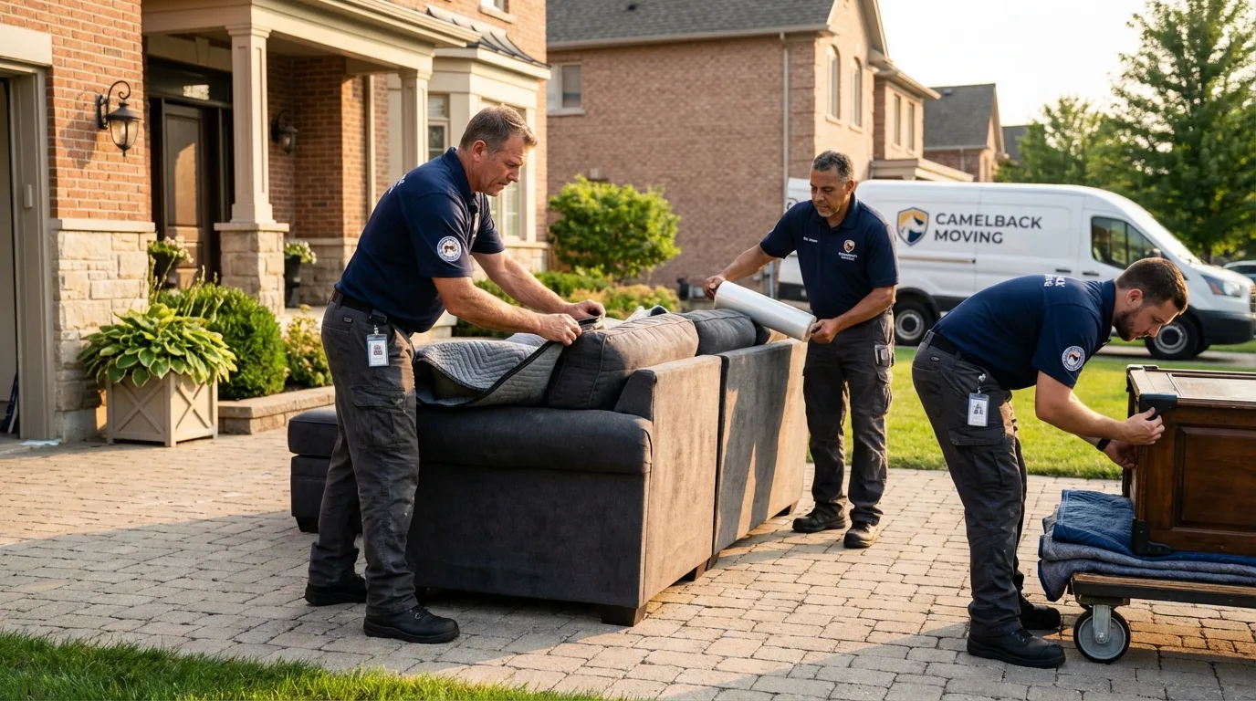Large estate moving crew wrapping furniture in Dupo, IL